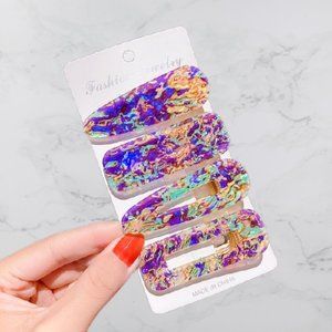 3/$20 Set of 4 Oversized Acrylic Hair Clips NEW